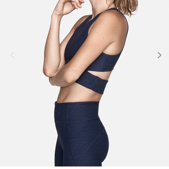 Outdoor Voices Navy Slashback Crop Top / Sports Bra - Picture 2 of 4
